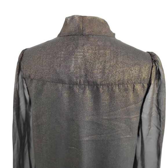 Nanette Lepore Shimmery Black and Gold Blouse Size Small - Picture 11 of 16